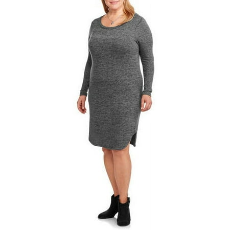 Women's Plus Scoop Neck Long Sleeve Dress