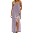 thumbnail image 1 of Daiosportswear Robe Longue Décontractée à Bretelles Spaghetti Dos Nu Ample pour Femmes, Robe de Chambre à Manches Courtes Violette TG(TG), 1 of 7
