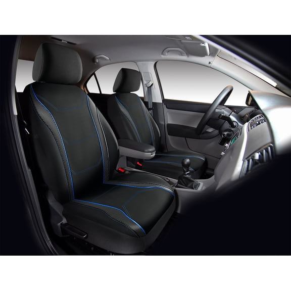 Kit 5 Pièces Housses Auto Drive – Carbone Noir, Passepoil Bleu