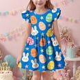thumbnail image 4 of NAISIBABY Girls Play Dresses, Summer Casual Ruffles Sleeve Crewneck Kids Flare Flowy Dresses Dark Blue Size 6, 4 of 7
