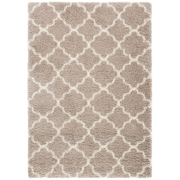 SAFAVIEH Hudson Jaye Plush Geometric Shag Area Rug, Beige/Ivory, 5'1" x 7'6"