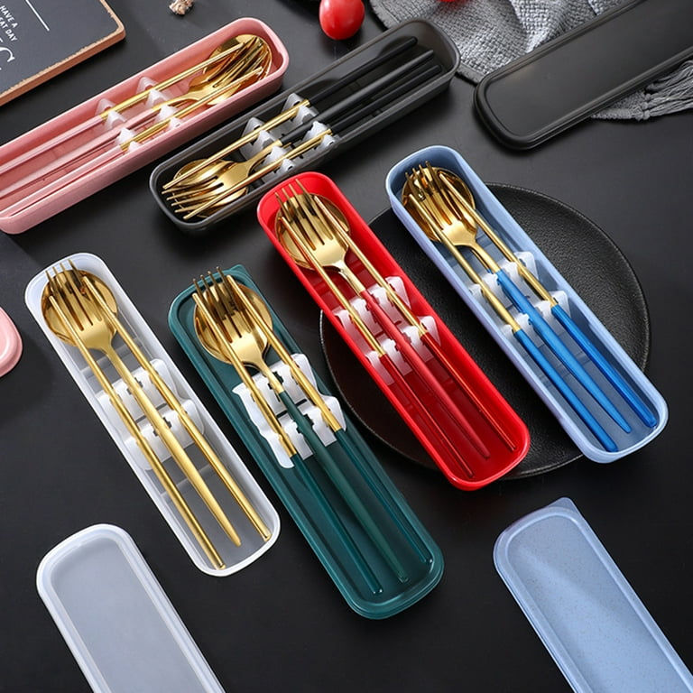 Set Of 3 304 Stainless Steel Chopsticks Spoon Fork Set Household Korean  Style Outdoor Cutlery - Home & Kitchen - Temu