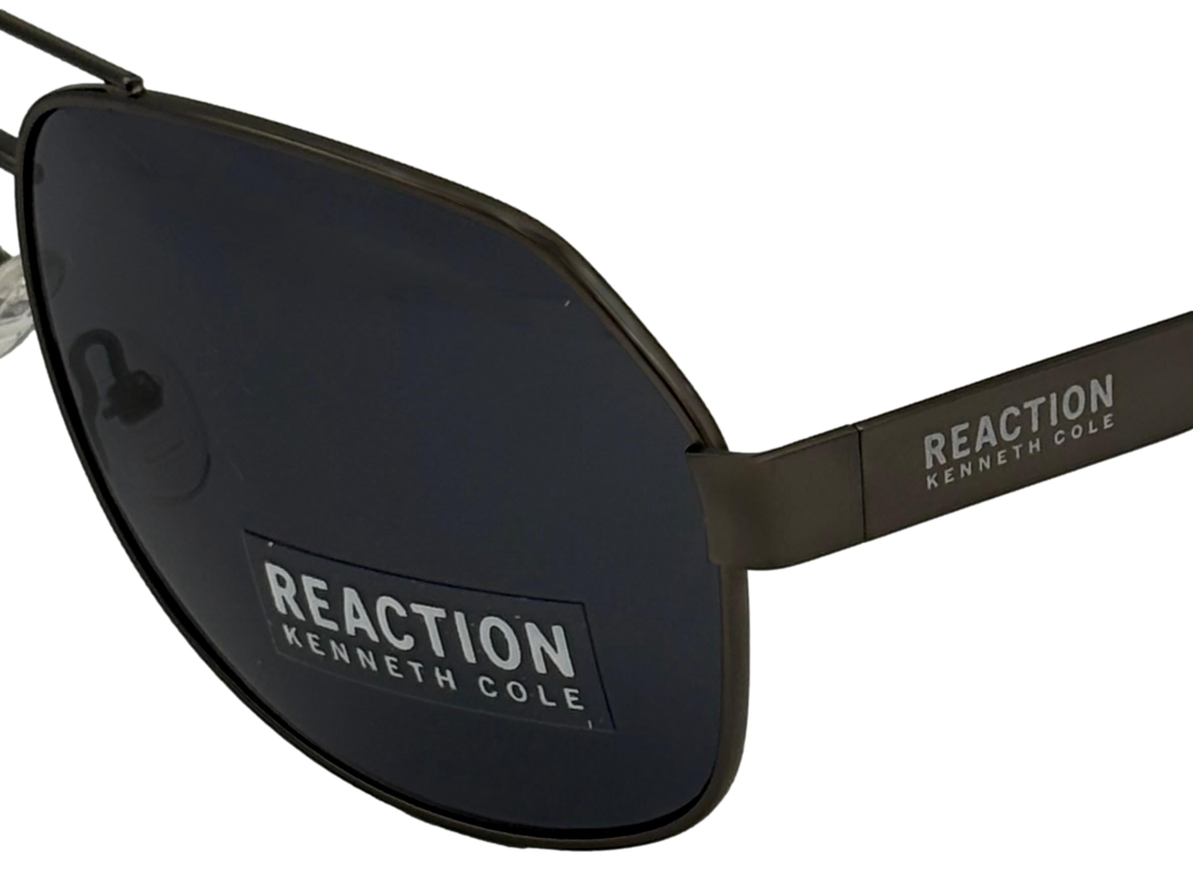 Kenneth Cole Reaction Mens Gunmetal / Metal Aviator Fashion Sunglasses with Pouch