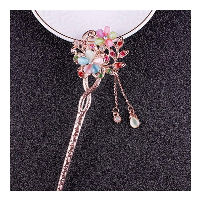pins à Cheveux Classique Épingle à Cheveux Barrette Accessoires de Cheveux Vent National 1PCS Pierre Épingle à Cheveux Double Fleur Pince à Cheveux (Couleur, Coloré)