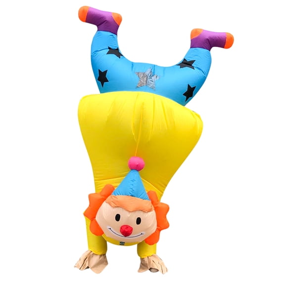 Adult Festival Inverted Clown Inflatable Dress Up Ball COS Props Activity Play Circus Style,Height 59"–74.8",Yellow