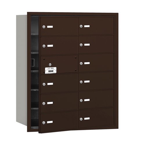 4B Horizontal Mailbox (Includes Master Commercial Lock) - 12 B Doors (11 usable) - Bronze - Front Loading - Private Access