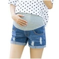 thumbnail image 5 of Juslio Maternity Shorts Fashion Solid Color Elastic Waist Pockets Jeans Shorts for Women XL Blue, 5 of 5
