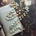 thumbnail image 3 of Natural Stone Beads Rosary Necklace Catholic Cross Pendant Necklaces for Women, 3 of 9
