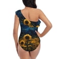 thumbnail image 5 of Pofeuu Oil Starry Sky Sunflower Print Women's One Piece Swimsuits One Shoulder Swimwear Asymmetric Ruffle Monokinis Bathing Suits-Medium, 5 of 6