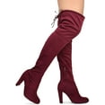 thumbnail image 3 of Wild Diva Lounge Amaya-01 Women's Over The Knee Tie Up High Block Heel Dress Boots, 3 of 10