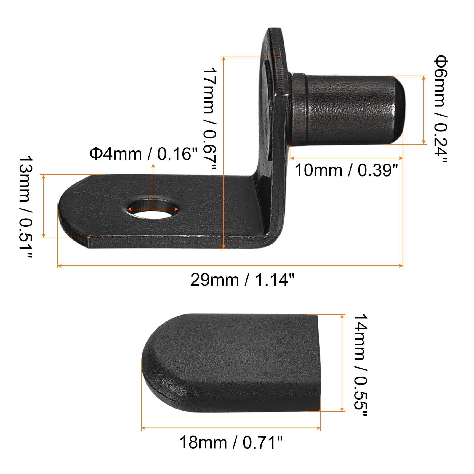 Uxcell Shelf Support Pegs, 60pack 6mm L-Shaped Shelf Pin with Rubber Sleeve, Black