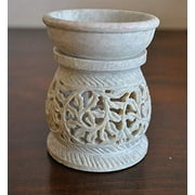 StarZebra Gift Deals - Essential Oil Diffuser, Oil Burner, Oil Warmer with Tea Light Holder for Aromatherapy - Artisan Handcarved Soapstone 3" with Intricate Elegant Tendril Openwork