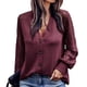 thumbnail image 2 of Blusa de color puro,Blusa de mujer Blusa de moda de color puro Camisa femenina con cuello en V Elegante y moderna, 2 of 7
