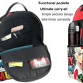 thumbnail image 5 of Lsque Sml Jeffy Pattern Backpack – School Travel Canvas Daypack with Ergonomic Padded Straps, Multiple Compartments & Leather Handle, 5 of 5