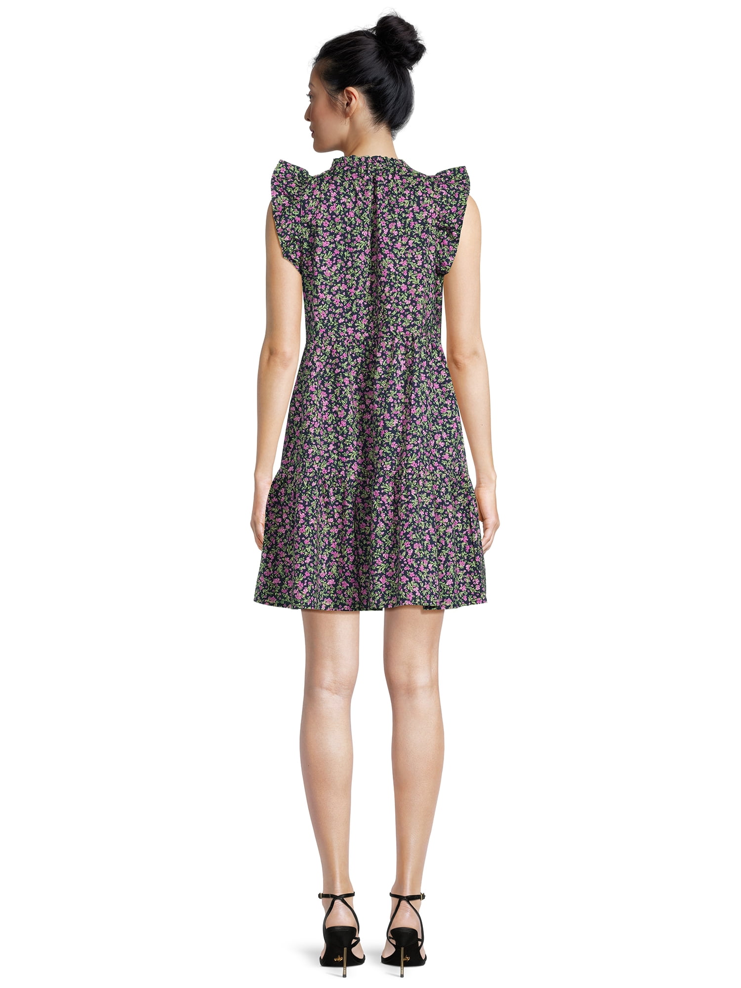 Time and Tru Women's Tiered Cotton Poplin Dress