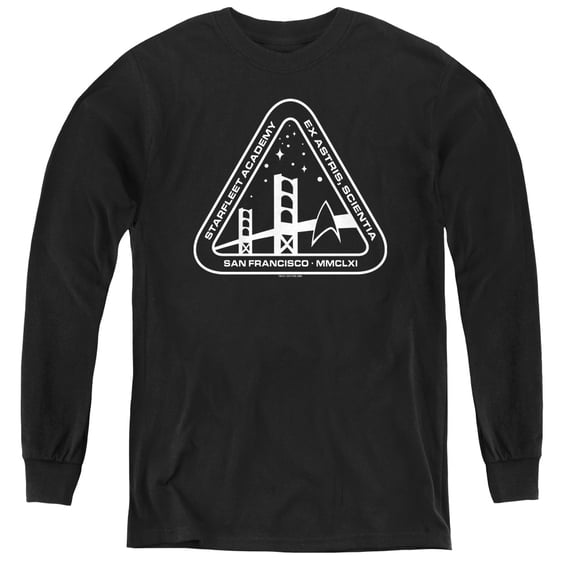 Star Trek - White Academy Logo - Youth Long Sleeve Shirt - Small