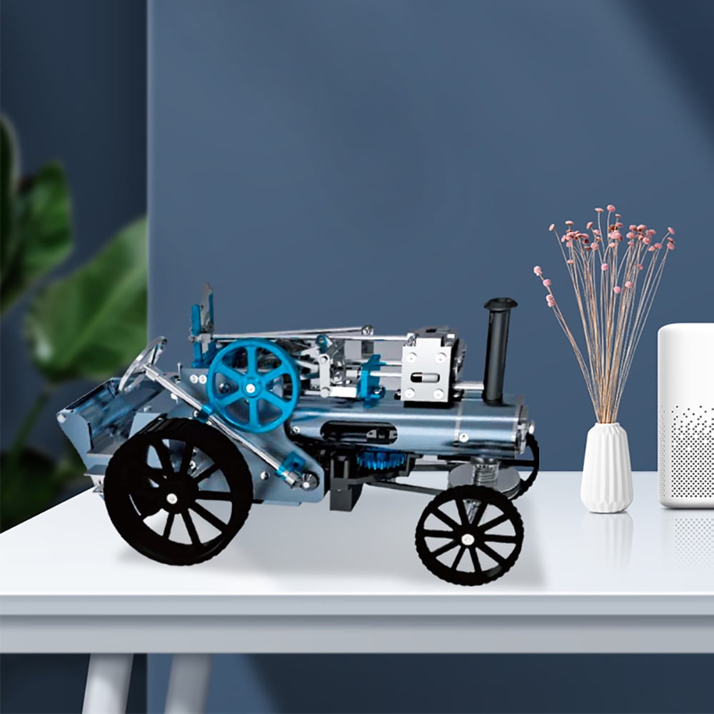 Metal Assembly Single Cylinder Electric Steam Car Model Kit Toy for Adult Kids