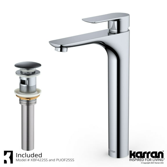 Karran Usa Kbf422 Kayes 1.2 GPM Vessel Single Hole Bathroom Faucet - Stainless Steel