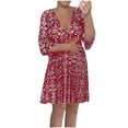 thumbnail image 4 of Teissuly New Oversized Casual V-neck Floral Loose And High Elastic Beach Resort Dress, 4 of 8