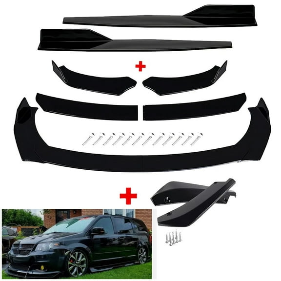 For Dodge Grand Caravan 99-20 Front Bumper Lip Splitter Spoiler Glossy Black Kit