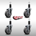 thumbnail image 2 of 4 Inch SS Thermo Rubber Wheel Swivel 1-1/4 Inch Expanding Stem Caster Set, 2 of 2