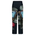 thumbnail image 6 of Blue Butterfly Floral Arrangement Winter Female Pants Flannel High Waist Women Pants Lady Warm Straight Leg Plush Trousers, 6 of 7