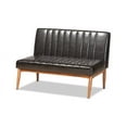 thumbnail image 3 of Baxton Studio Daymond Mid-Century Modern Dark Brown Faux Leather Upholstered and Walnut Brown Finished Wood 3-Piece Dining Nook Set, 3 of 7