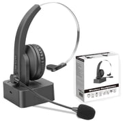 Bluetooth Headset with Mic, Wireless Trucker Headset for Work & Office, Bluetooth 5.4 On-Ear Bluetooth Headphone with Charging Base for Drivers Home Phones PC