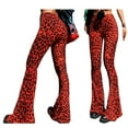 thumbnail image 2 of Flare Yoga Pants for Women - Soft High Waist Bootcut Leggings Tall & Long Leopard Flared Pants Red Leopard XL, 2 of 9
