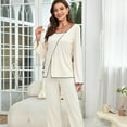 thumbnail image 4 of ebukurty Pajamas for Women Sets 2 Piece Beige Long Sleeve Cotton Soft Sleepwear Set, Sizes S/L-XL, 4 of 7