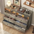 thumbnail image 5 of Frmobepts 6 Drawer Dresser with LED Lights, Wide Chest of Drawers for Bedroom, Vintage Storage Cabinet Organizer for Living Room, Closet, Hallway, Gray, 5 of 10
