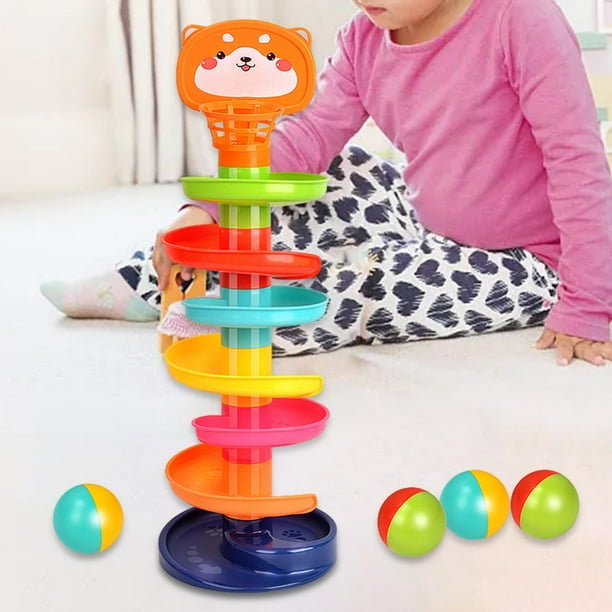 Rampa para correr con bolas para bebés, juguete giratorio que cae y rueda, juguetes educativos, bola giratoria divertida para niños, juguetes, regalos 7 capas