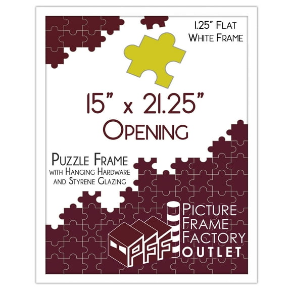 PFF PictureFrameFactoryOutlet - 15x21.25 Inch - Premium 1.25" White Profile - Picture Frame for Artwork, Puzzles, Photos, Certificates