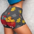 thumbnail image 4 of Lsque Red Pickup Truck With Pumpkins Pattern High Waisted Biker Shorts for Women-Tummy Control Fitness Athletic Workout Running Yoga Gym Shorts,Moisture-Wicking-Small, 4 of 9