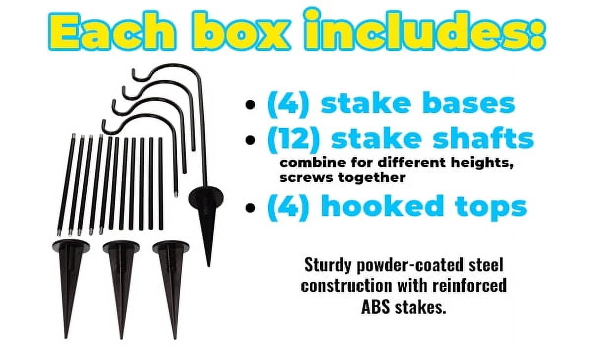 Natures Shepherds Hooks – 4 Adjustable Outdoor Poles for Bird Feeders, Lanterns & Plants