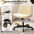 thumbnail image 4 of FDW Chaise Croisée, Roues Assise en Tailleur Bureau Moderne Pivotante Hauteur Réglable Siège Grand Tâche Informatique Confortable Tissu Sans Accoudoirs, Beige, 4 of 7