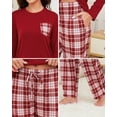 thumbnail image 3 of Womens Pajama Sets Long Sleeve and Plaid Pants Round Neck Soft Sleepwear for Women 2 Piece Womens Loungewear Sets with Pockets, Sizes S to XXL, 3 of 13