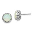 thumbnail image 3 of Sterling Silver Lab Created White Opal Stud Stud Earrings, 3 of 5