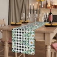 thumbnail image 2 of Table Runners 48 Inches Long Dress Scarves, Green Eucalyptus Leaves Farmhouse Kitchen Table Runner, Short Coffee Tablerunners, Summer Botanical Daisy Black Plaid 13x48 Inch, 2 of 9