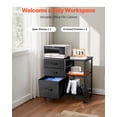 thumbnail image 2 of VEVOR Metal File Cabinet, Mobile Filing Cabinet with 3 Fabric Drawers and 2 Open Shelves, Wooden Vertical Filing Storage Cabinets with Wheels for Letter, A4, Legal Size File, Easy Assembly, Black, 2 of 9