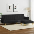 thumbnail image 1 of vidaXL 2-Seater Sofa Bed with Footstool Black Fabric, 1 of 1