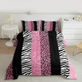 thumbnail image 2 of Manfei Zebra Cheetah Print Queen Comforter Set, Geometric Stripe Bedding Sets, Pink White Black Aesthetic Bedding Comforter Set for Girls, Ultra Soft Home Decor 3 Pieces, 2 of 8