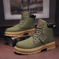 thumbnail image 3 of Botas altas de cuero para Hombre, botines de motocicleta a la moda, zapatos de invierno con cordones, 3 of 5