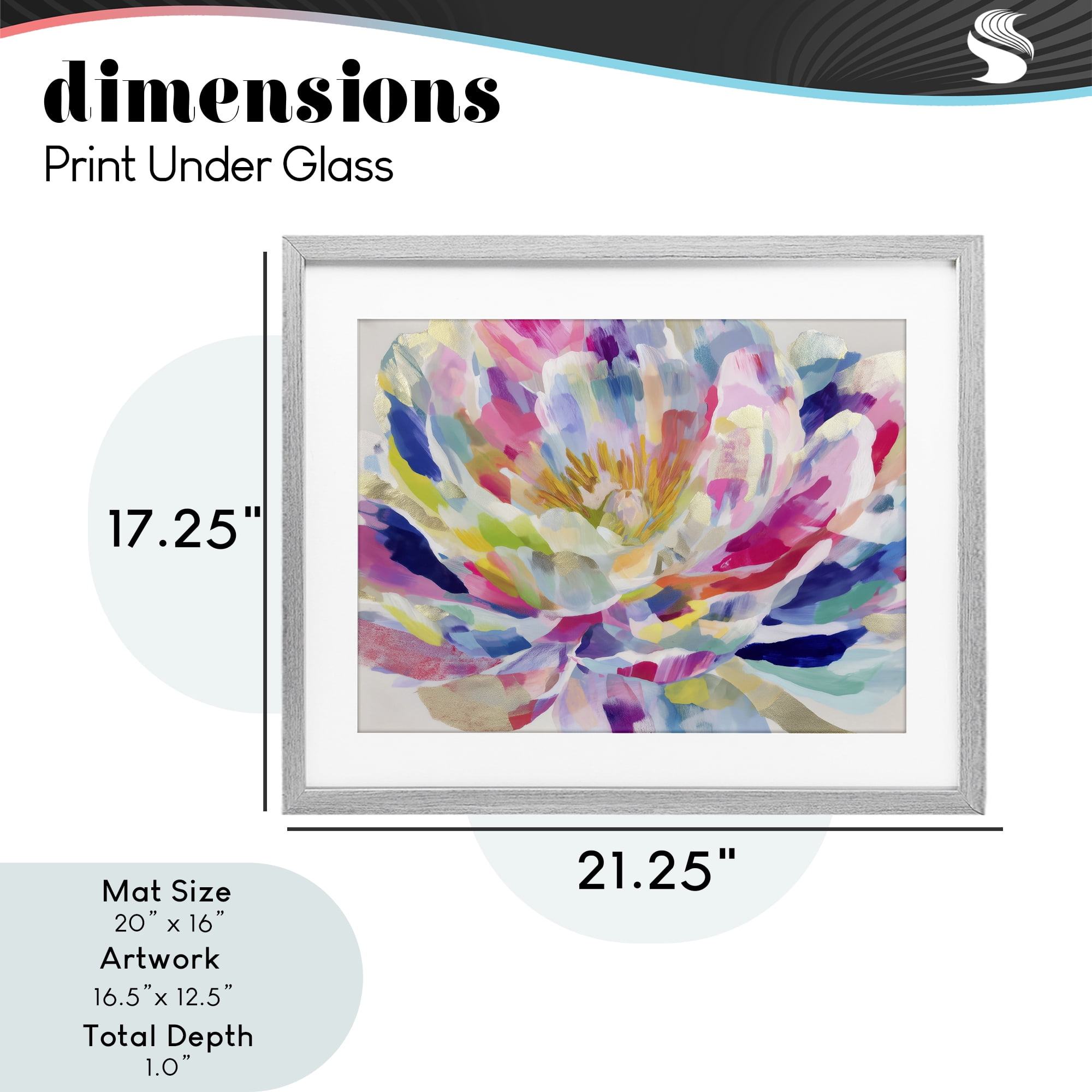 Stupell Industries Dahlia in Pink & Blue Gray Framed Print Under Glass, design by Chromatic Storm Studio