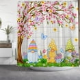 thumbnail image 5 of Spring Gnomes Shower Curtain White Wood Board Flower Butterfly Floral Tree Grassland Bath House Easy Care Polyester Fabric Cute Bathroom Decor Bathtub Sets Home Decorations 72"x72", 5 of 5