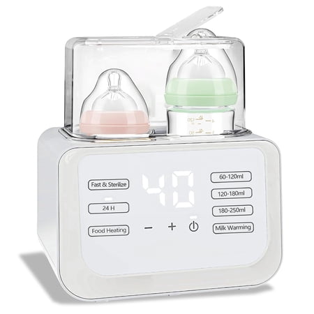 Baby Bottle Warmer, 8-in-1 Fast Milk Warmer for Breastmilk or Formula with Timer, 24H Constant Warming, with Defrost, Heat Baby Food Jars, Sterili-zing Function, Accurate Temp Control, Fits 2 Bottles