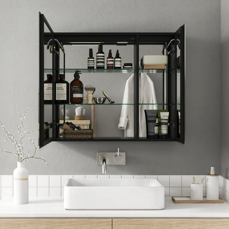Soges Bathroom Mirror Cabinet with Lights LED Medicine Cabinet Bathroom Wall Cabinet 30