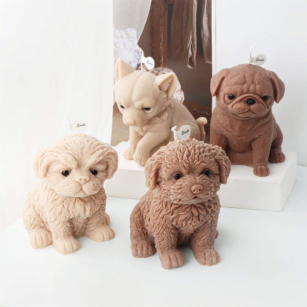 MANNYA Dog/Bear/Rabbit Shaped Candle Mold Silicone Mold for DIY Candle Soap Plaster