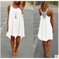 thumbnail image 1 of Femmes Robe Dos Nu Sans Manches T-shirt Robe Décontractée de Couleur Unie Femmes Robe, Blanc, M, 1 of 1