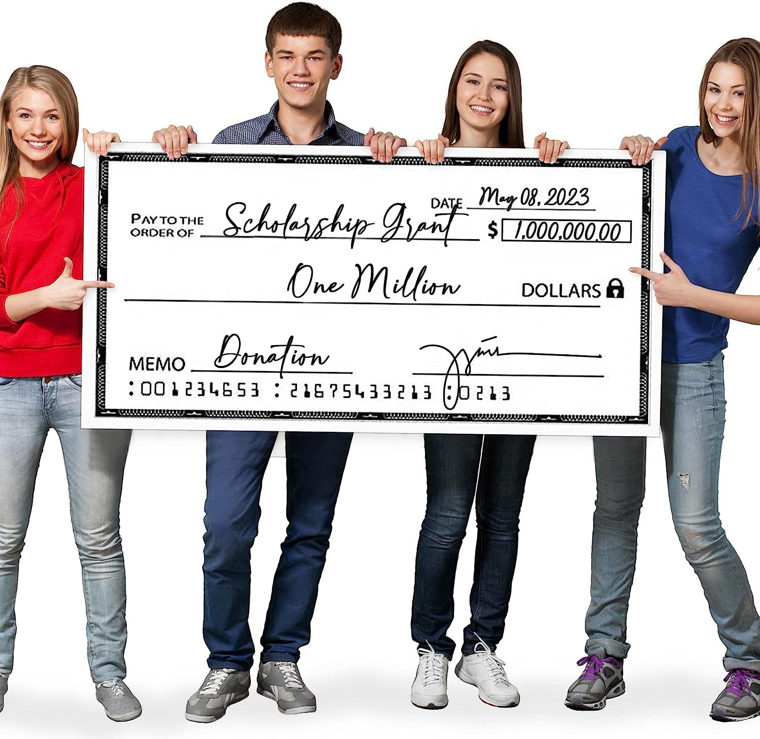 JJ CARE Giant Check [48" x 24"] Dry Erase Big Checks for Presentations, Oversized Checks for